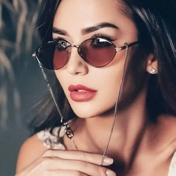 NEW Jimmy Choo SONNY/S 9F6/2S Peach Palladium Pink Oval Metal CHAIN Women - Picture 1 of 15